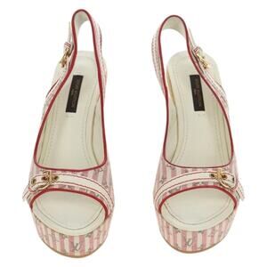 Louis Vuitton Monogram Mini Anemone Wedge Sandals Red